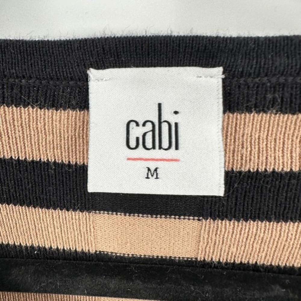 CAbi Black & Tan Striped Long Sleeve Crewneck Top - Picture 2 of 4